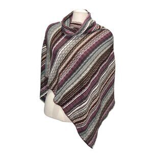 Cato Womens Multicolor Striped Knit Poncho One Size
